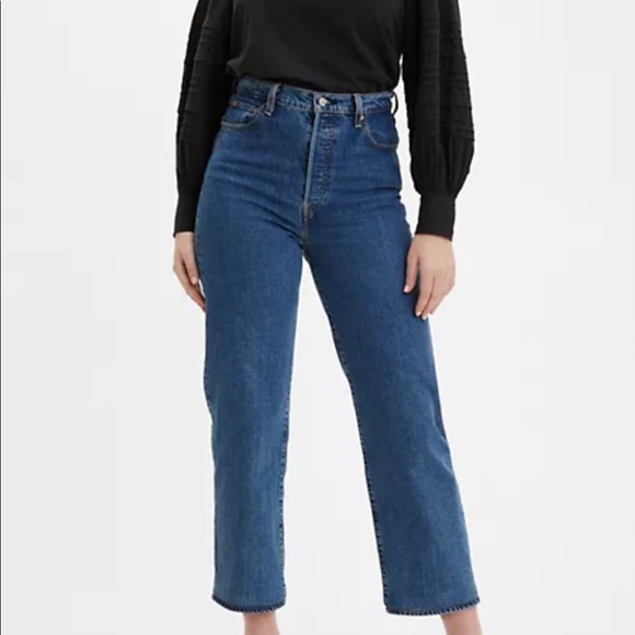 Levi's High Waisted Taper Jeans In Light Wash Blue, 60% OFF